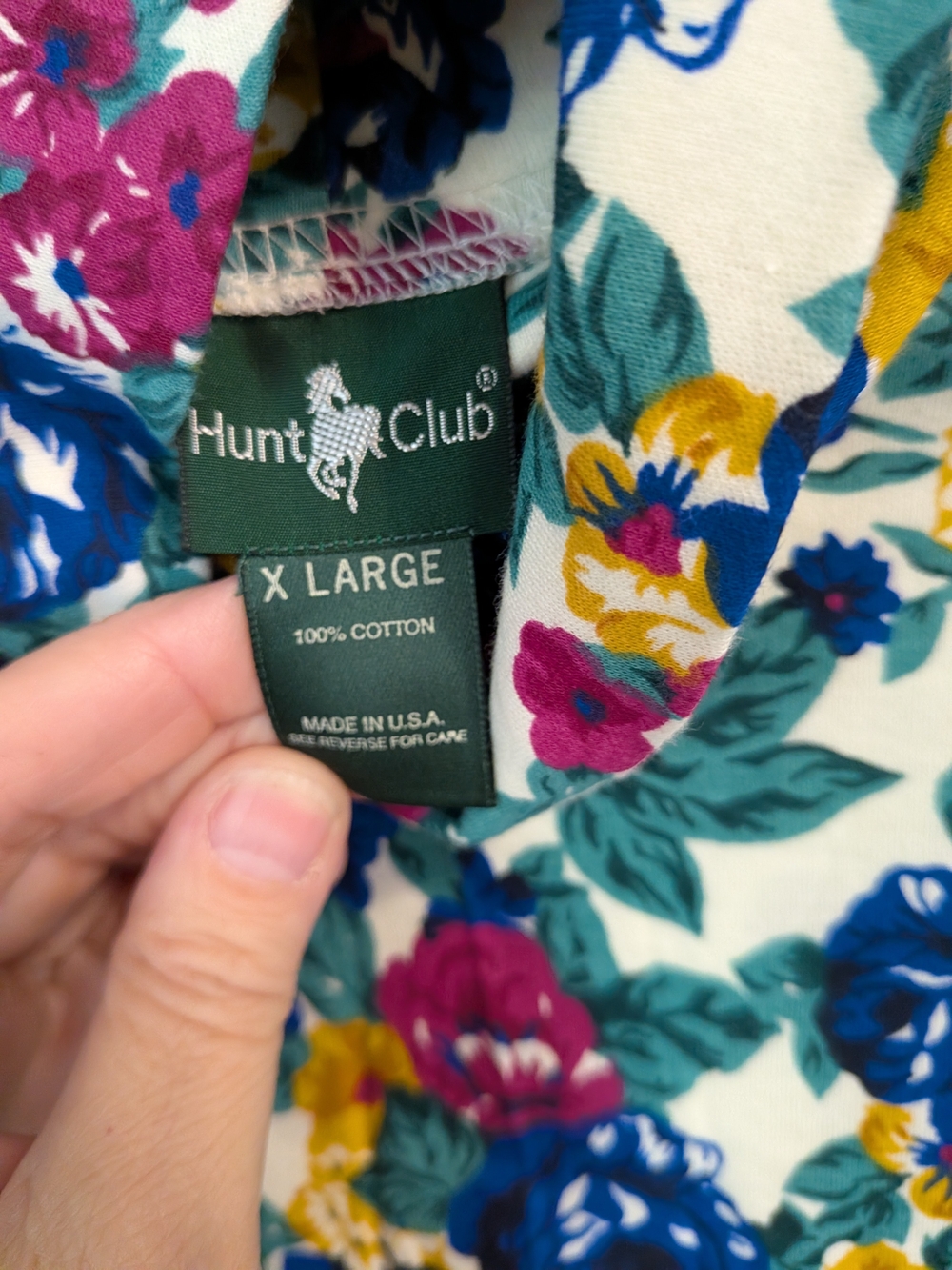 Vintage Hunt Club Made In USA Floral Turtle-Neck - 100% Cotton NWOT Size XL - Picture 4 of 5
